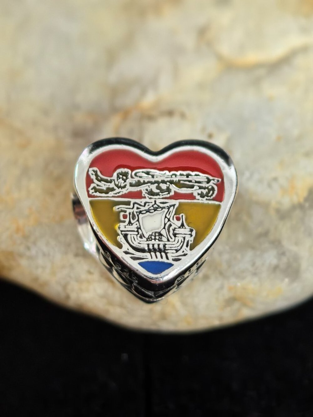Pandora New Brunswick Flag Solid Heart Charm, S925 Silver Jewelry (Women's)
